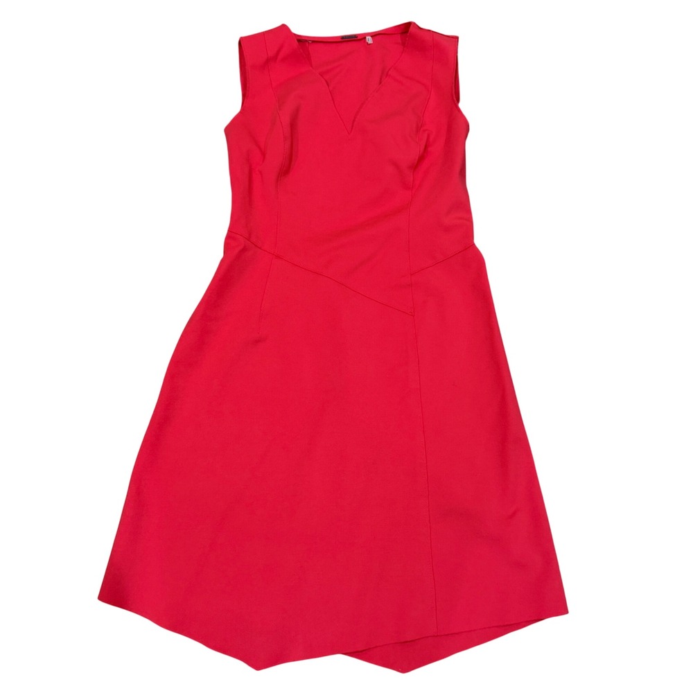 Elie Tahari Red Sleeveless V Neck Sheath Dress Size 6 Classic Staple Cocktail